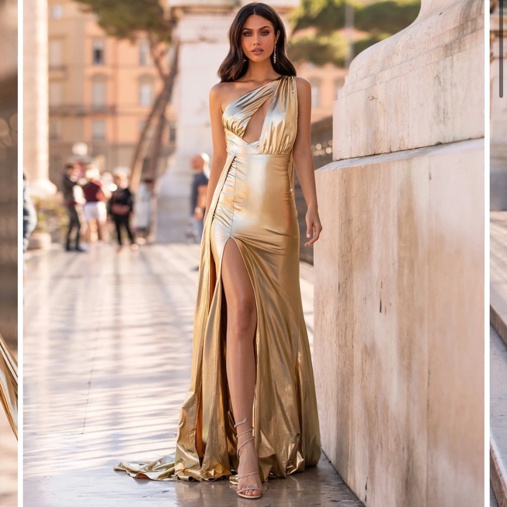 Aryanna metallic gold gown